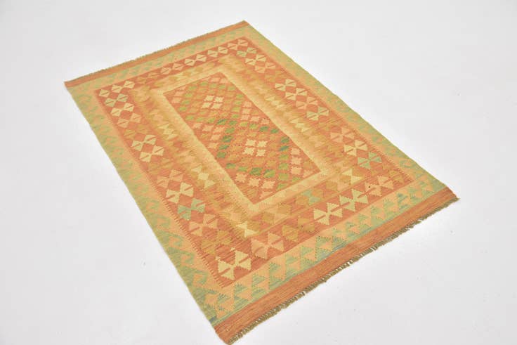 Detail image of 100cm x 150cm Hand Woven Kilim Waziri Wool Rug