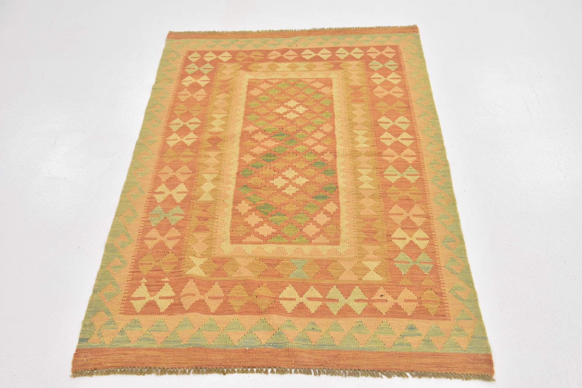 100cm x 150cm Tejido a mano Kilim Waziri Alfombra Lana