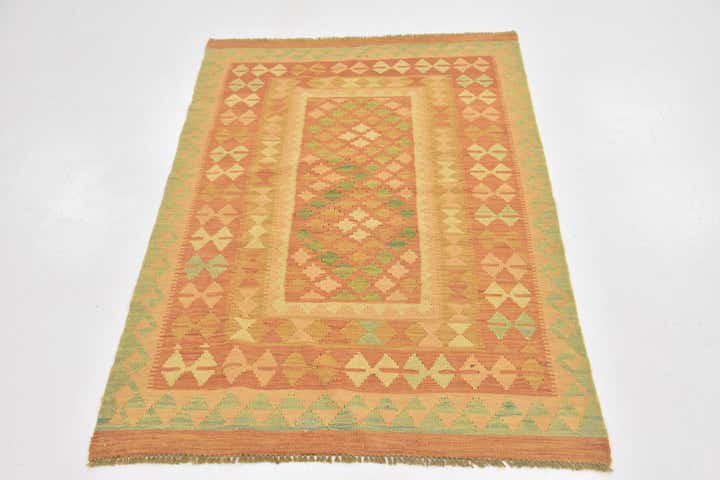 3' 4 x 5' Hand Woven Kilim Waziri Wool Rug