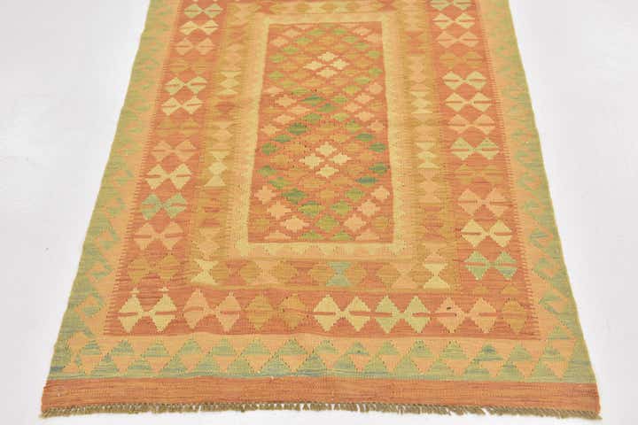 3' 4 x 5' Hand Woven Kilim Waziri Wool Rug
