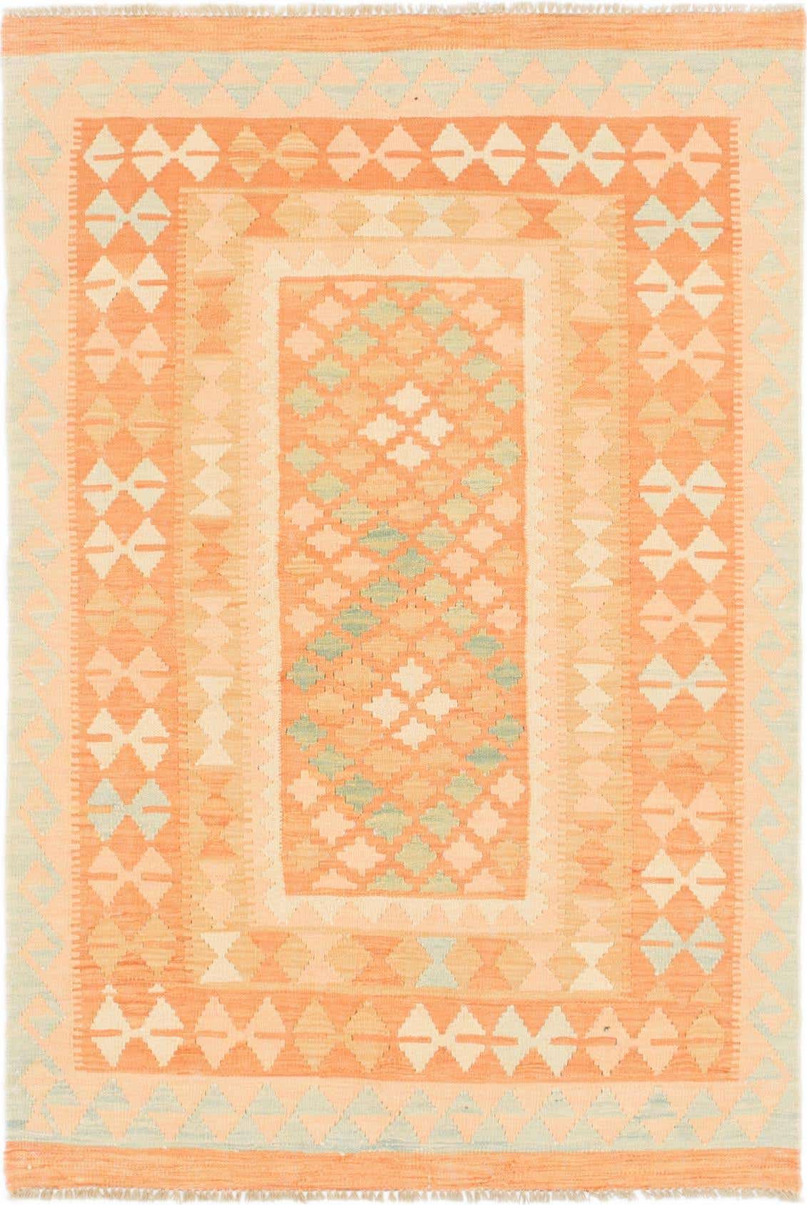 3' 4 x 5' Hand Woven Kilim Waziri Wool Rug
