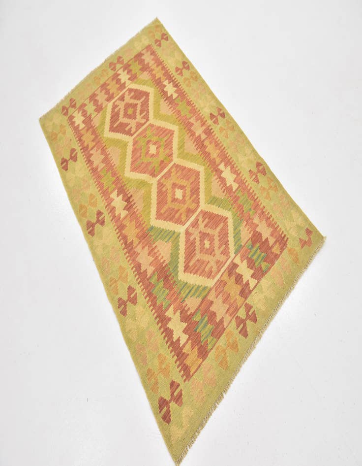 Detail image of 3' 2 x 5'  Hand Woven Kilim Waziri Wool Rug