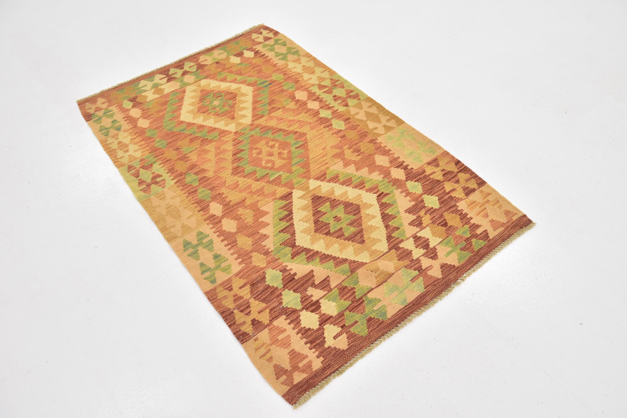 2' 10 x 4' 5 Hand Woven Kilim Waziri Wool Rug