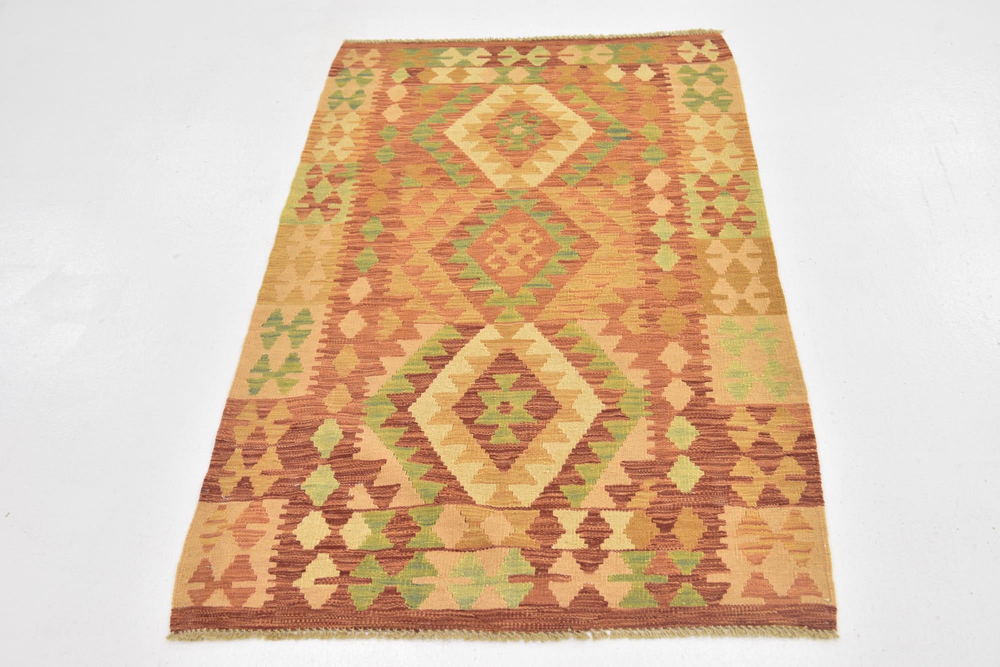 2' 10 x 4' 5 Hand Woven Kilim Waziri Wool Rug