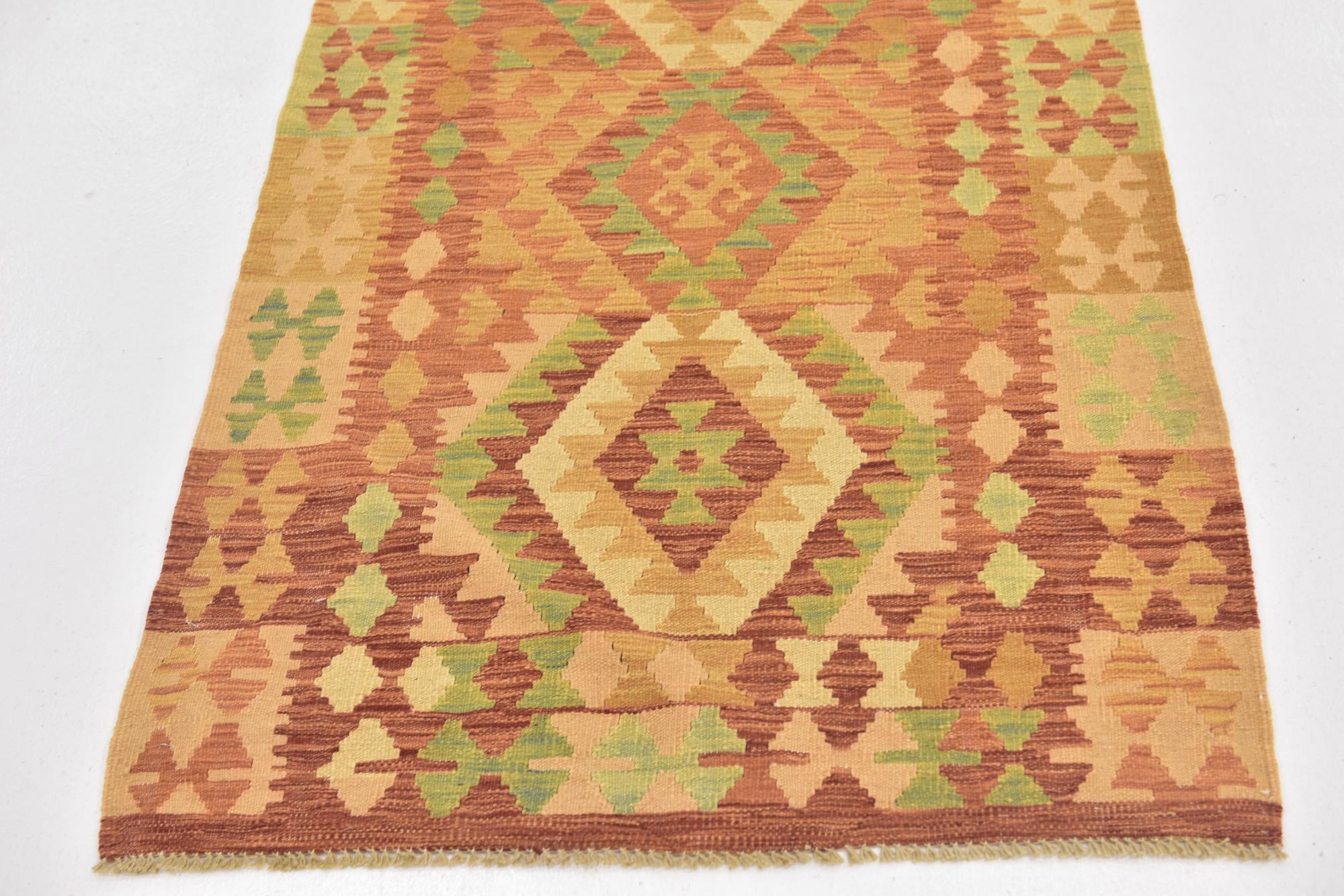 2' 10 x 4' 5 Hand Woven Kilim Waziri Wool Rug