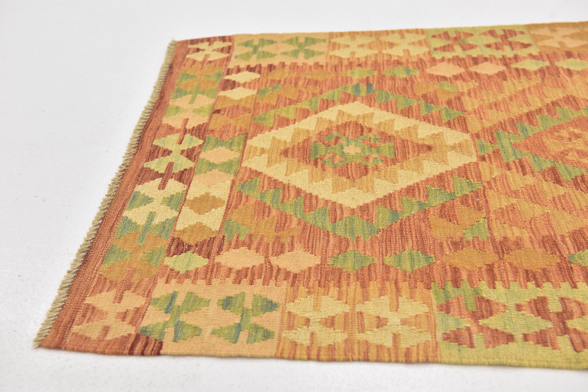 2' 10 x 4' 5 Hand Woven Kilim Waziri Wool Rug