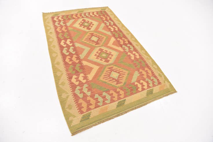 Detail image of 95cm x 150cm Hand Woven Kilim Waziri Wool Rug