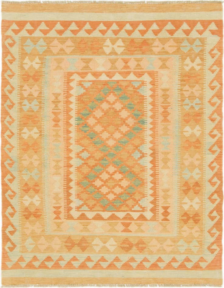 Detail image of 3' 5 x 5' 2 Hand Woven Kilim Waziri Wool Rug