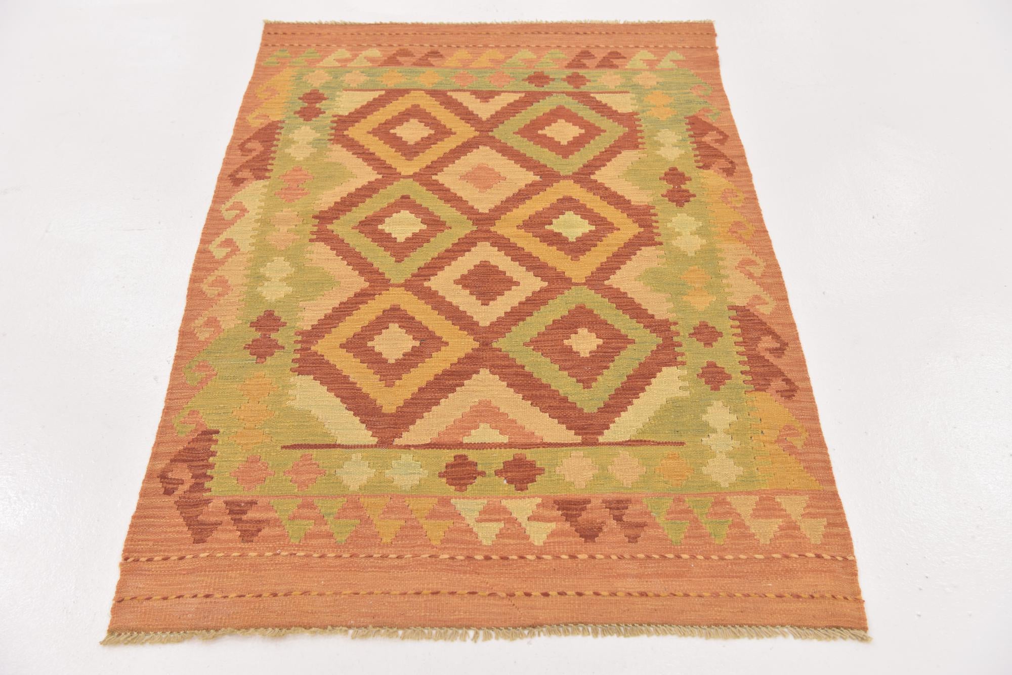 3' 2 x 5' Hand Woven Kilim Waziri Wool Rug