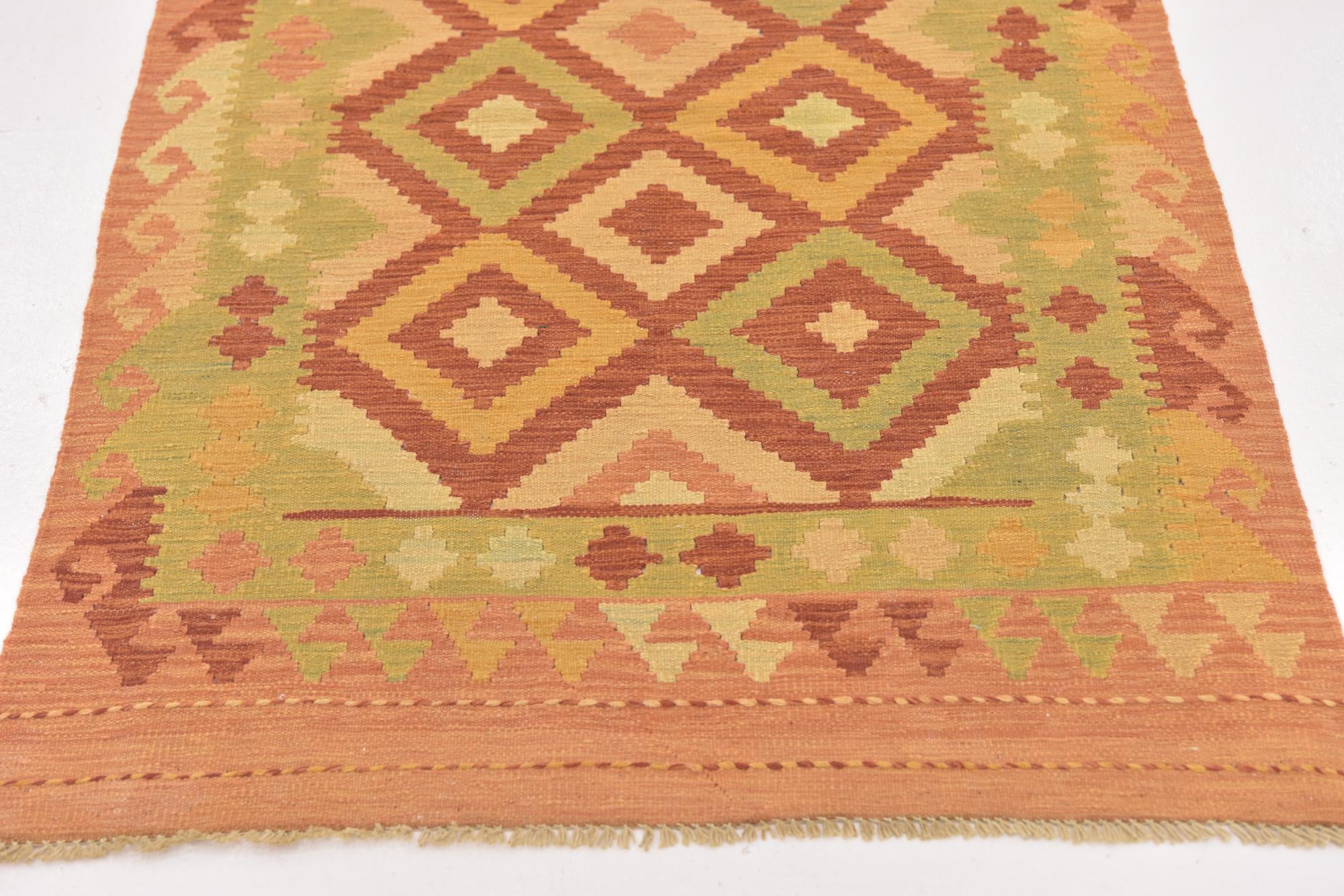 3' 2 x 5' Hand Woven Kilim Waziri Wool Rug