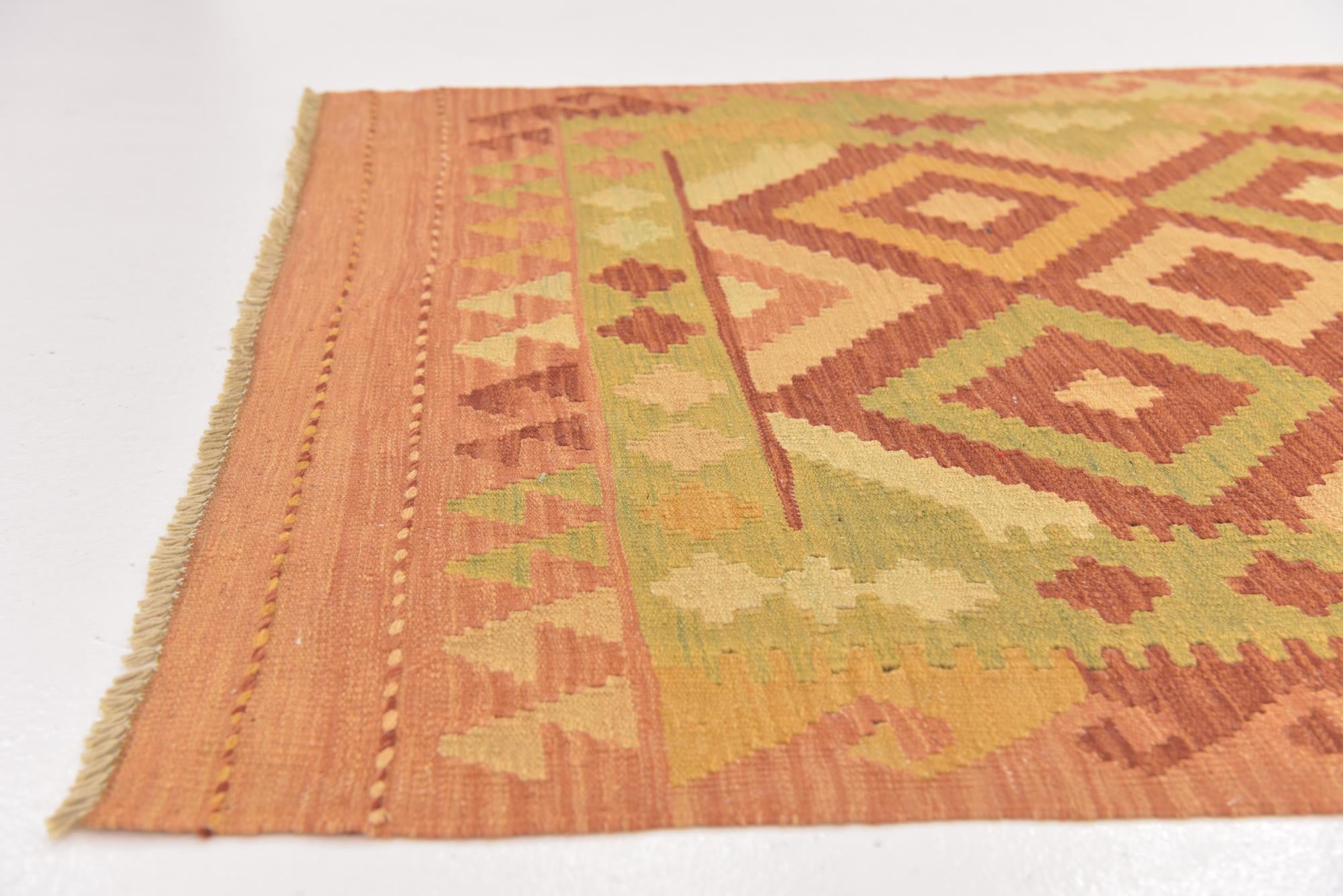 3' 2 x 5' Hand Woven Kilim Waziri Wool Rug