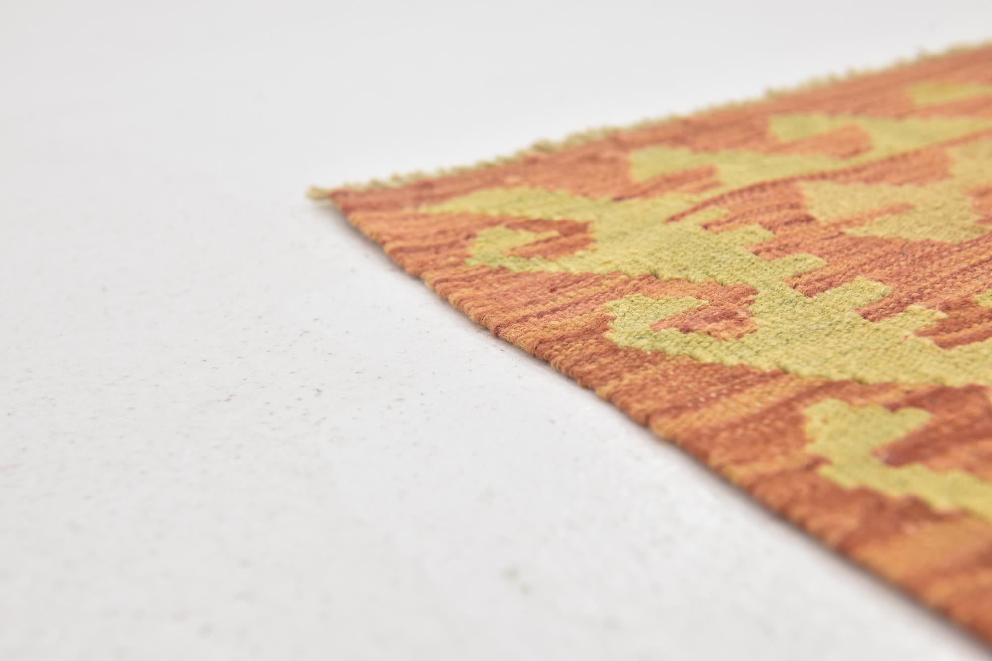 2' 9 x 4' 2 Hand Woven Kilim Waziri Wool Rug