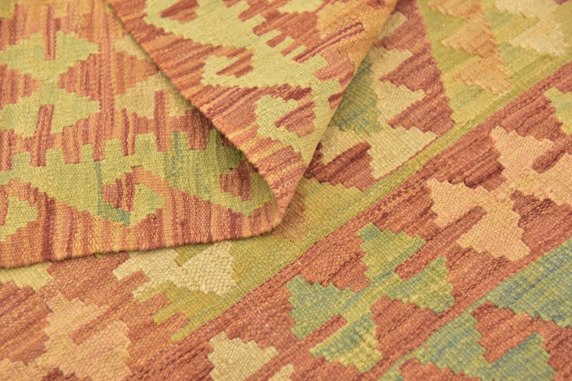 2' 9 x 4' 2 Hand Woven Kilim Waziri Wool Rug