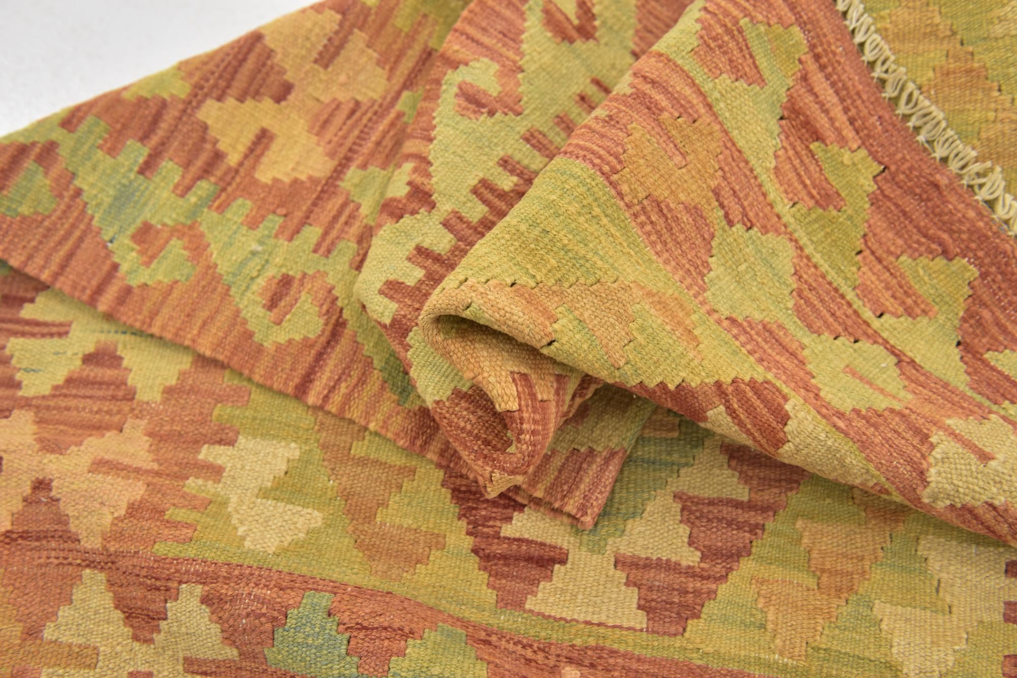 2' 9 x 4' 2 Hand Woven Kilim Waziri Wool Rug