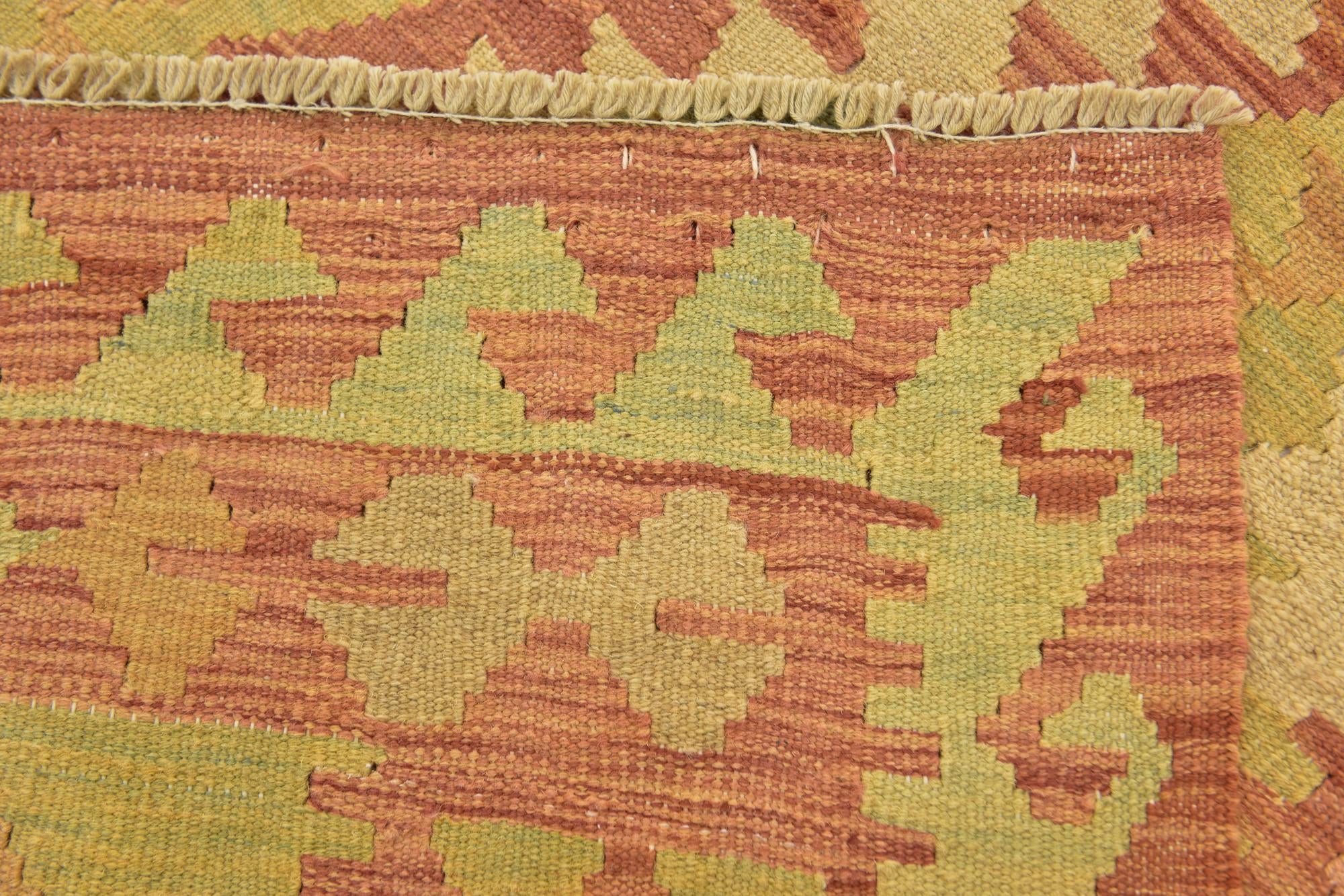 2' 9 x 4' 2 Hand Woven Kilim Waziri Wool Rug