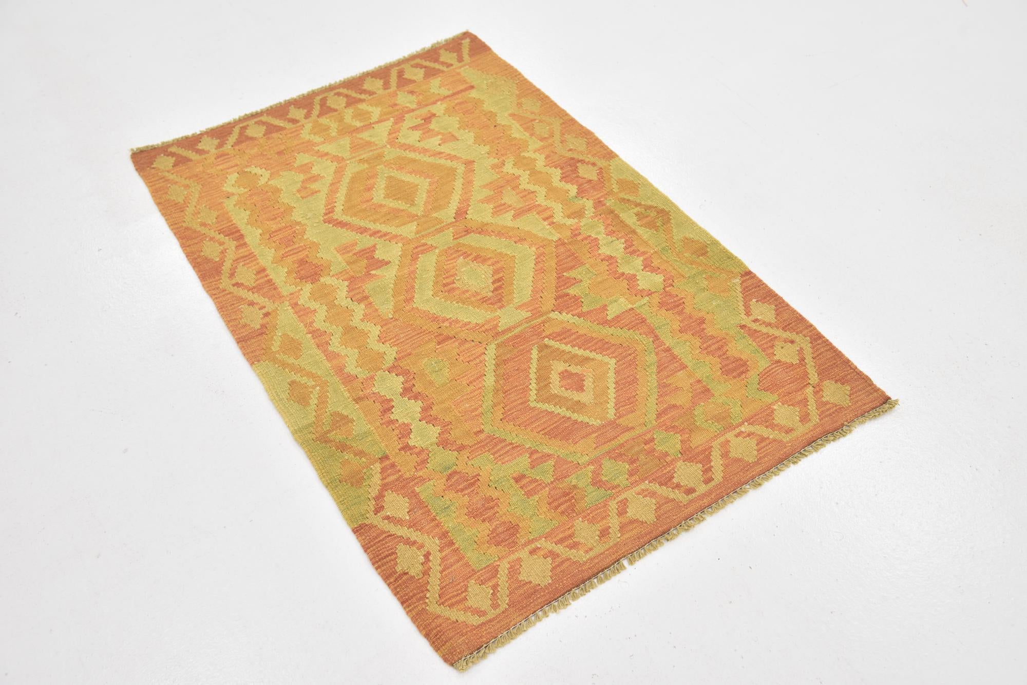 2' 8 x 4' Hand Woven Kilim Waziri Wool Rug