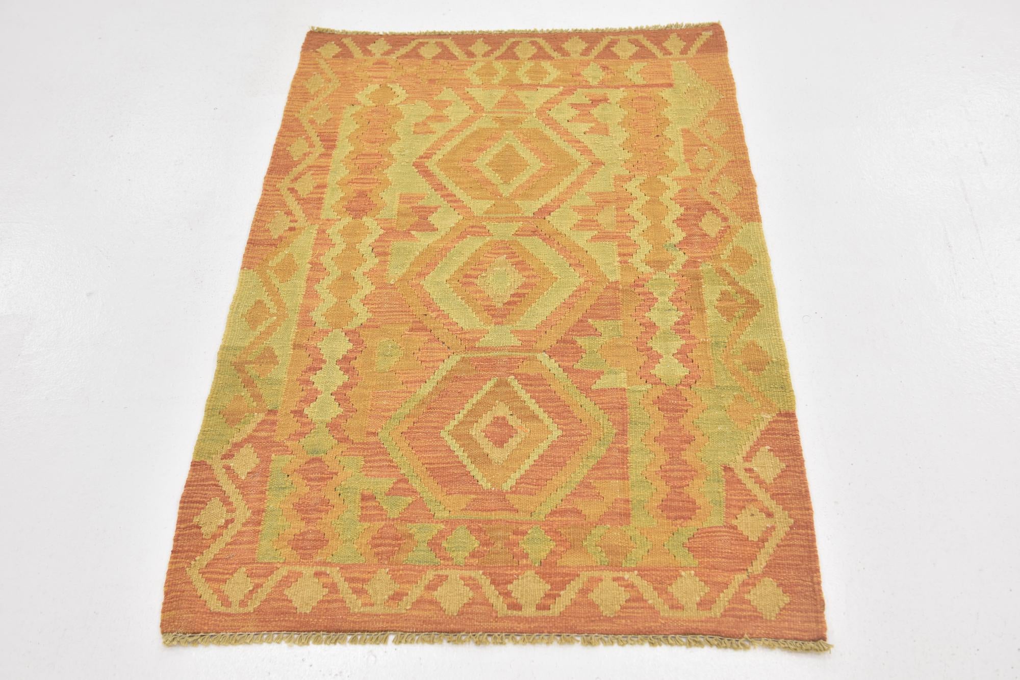 2' 8 x 4' Hand Woven Kilim Waziri Wool Rug