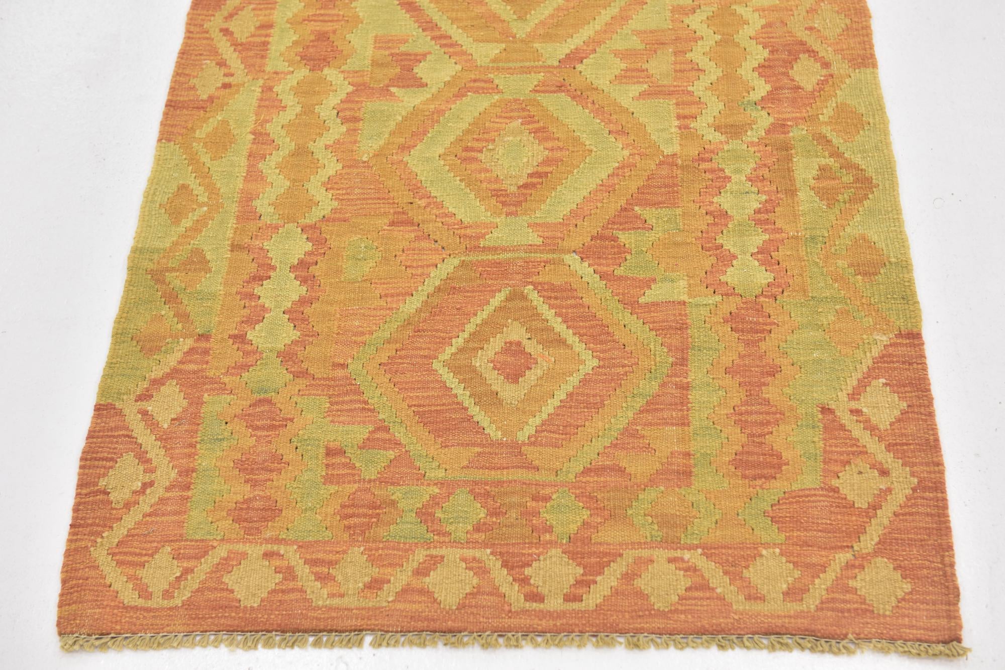 2' 8 x 4' Hand Woven Kilim Waziri Wool Rug