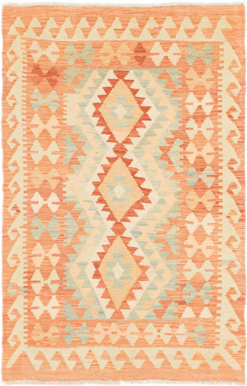 2' 9 x 4' 3 Hand Woven Kilim Waziri Wool Rug