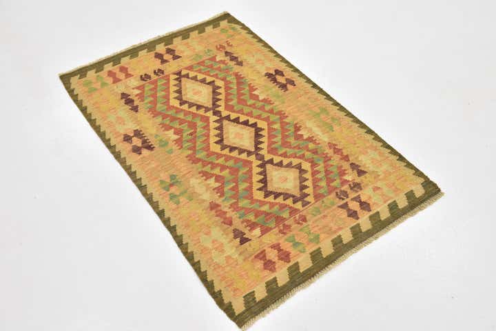 80cm x 130cm Handgewebt Kilim Waziri Wolle Teppich