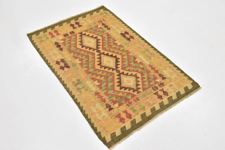 Detailansicht von 80cm x 130cm Handgewebt Kilim Waziri Wolle Teppich