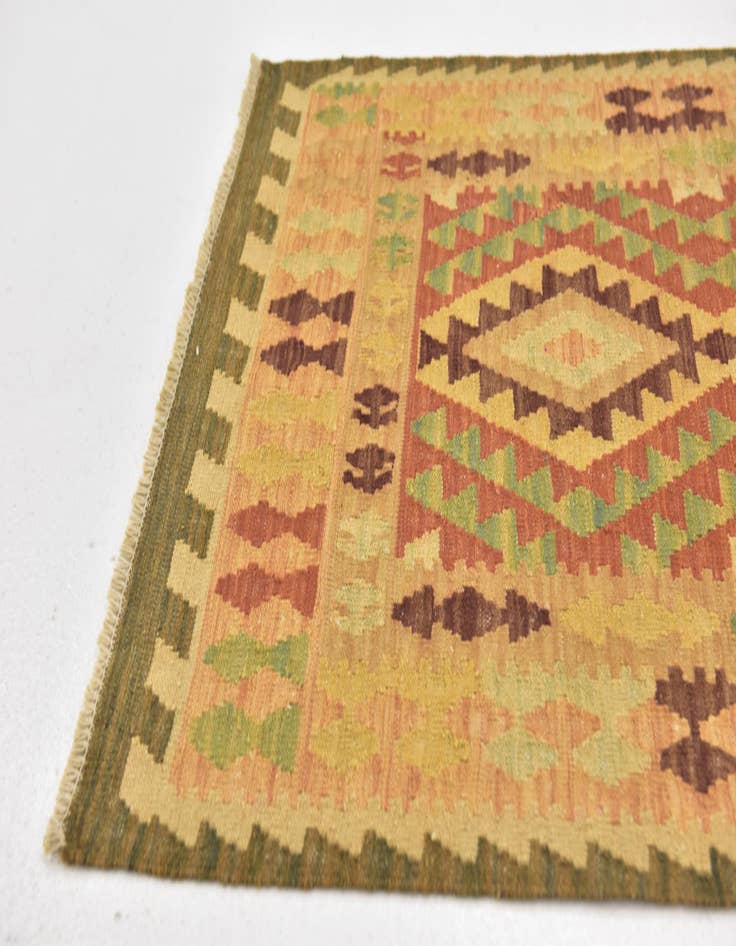 Detail image of 2' 8 x 4' 3  Hand Woven Kilim Waziri Wool Rug