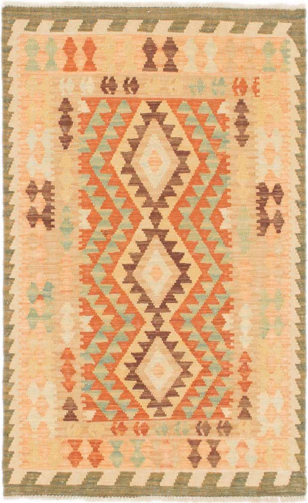 80cm x 130cm Handgewebt Kilim Waziri Wolle Teppich