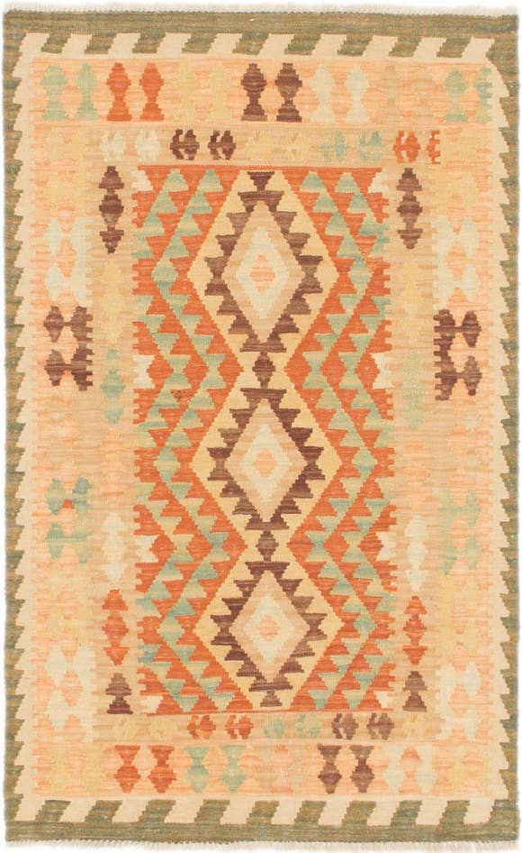 Detailansicht von 80cm x 130cm Handgewebt Kilim Waziri Wolle Teppich