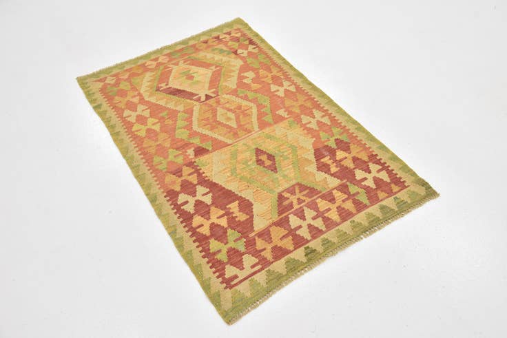 Detail image of 2' 8 x 4' Hand Woven Kilim Waziri Wool Rug