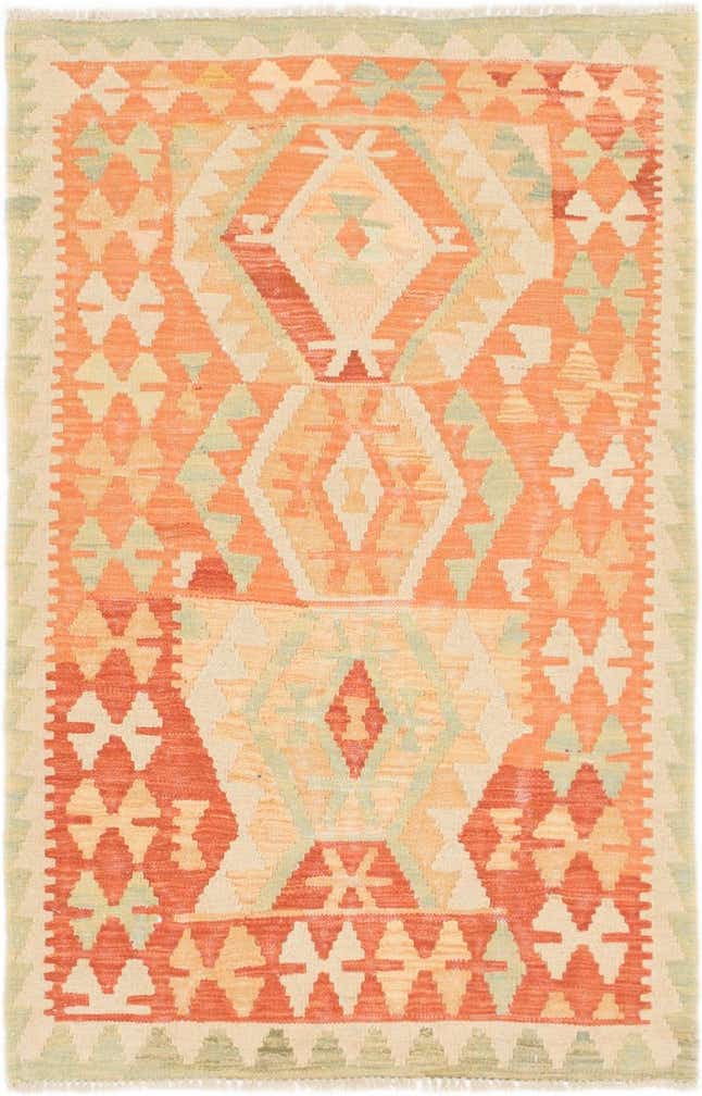 2' 8 x 4' Hand Woven Kilim Waziri Wool Rug