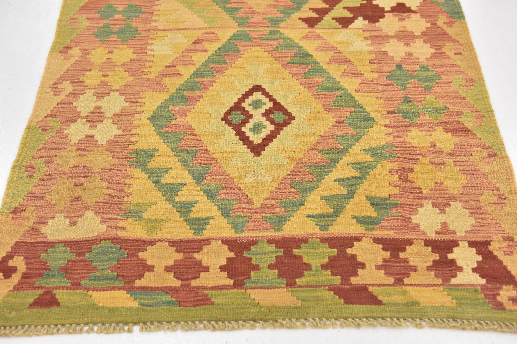 2' 8 x 4' 8 Hand Woven Kilim Waziri Wool Rug