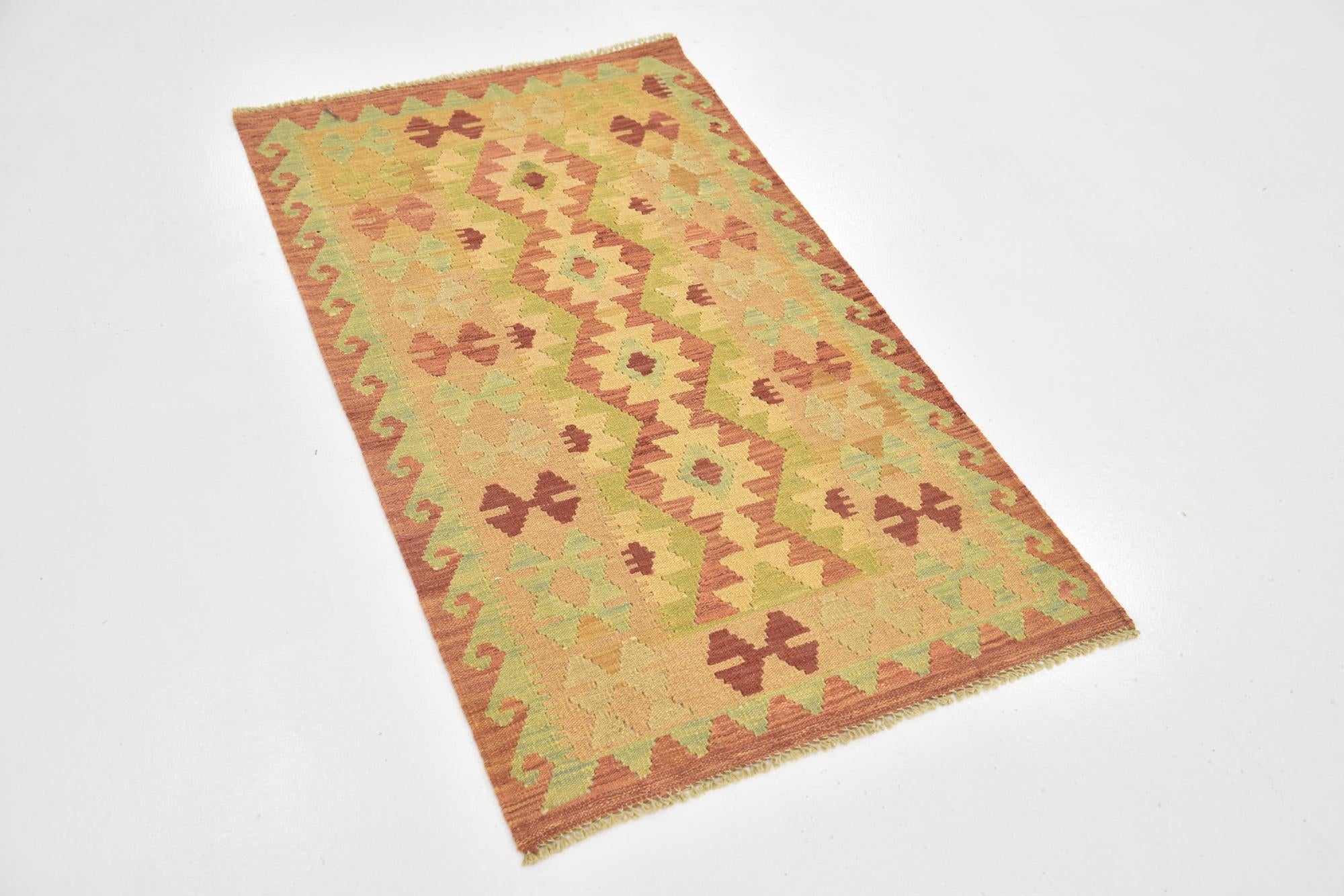 2' 5 x 4' 2 Hand Woven Kilim Waziri Wool Rug