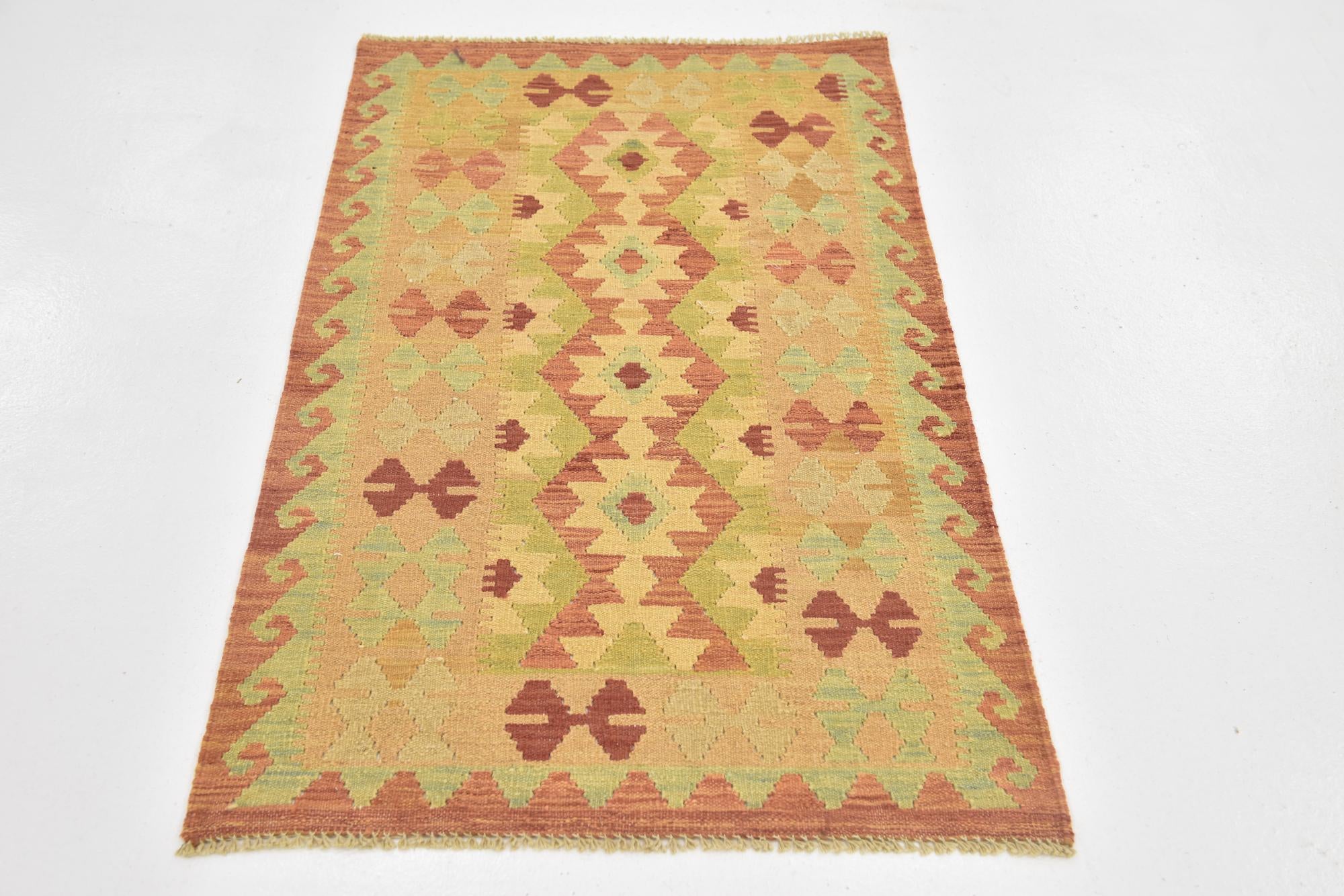 2' 5 x 4' 2 Hand Woven Kilim Waziri Wool Rug