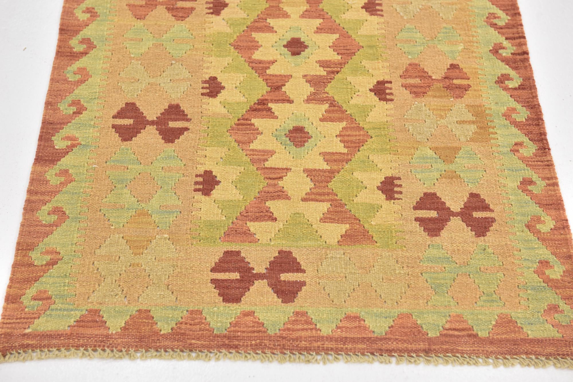 2' 5 x 4' 2 Hand Woven Kilim Waziri Wool Rug