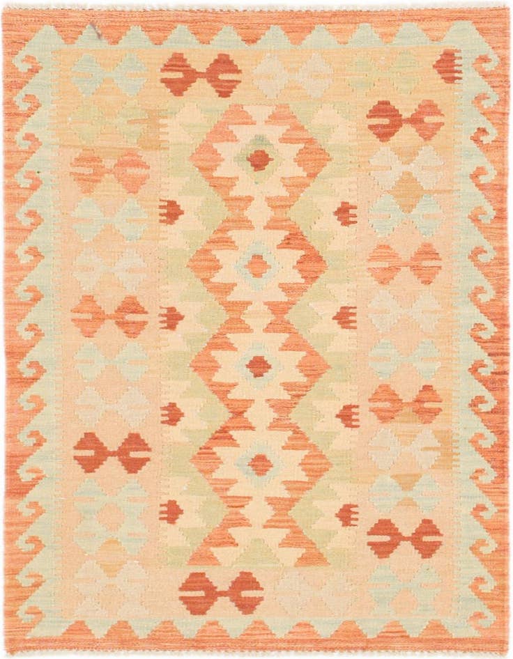 Detail image of 2' 5 x 4' 2 Hand Woven Kilim Waziri Wool Rug