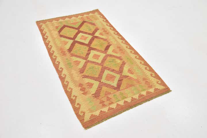 2' 5 x 4' 4 Hand Woven Kilim Waziri Wool Rug