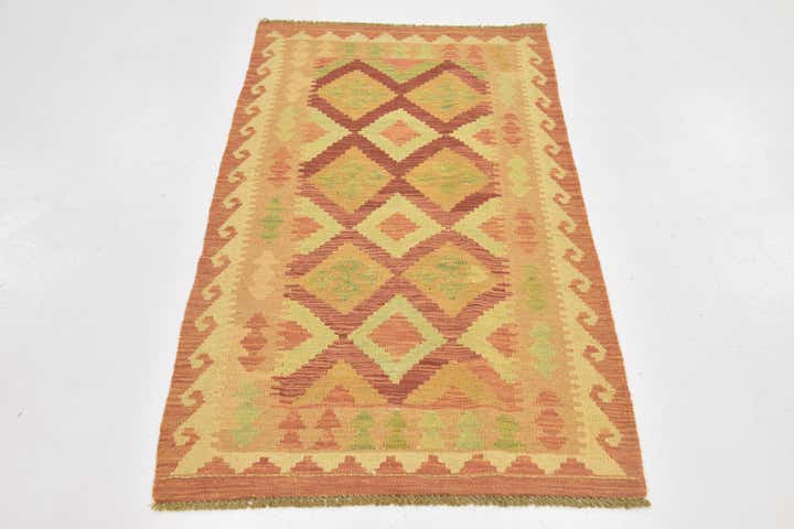 2' 5 x 4' 4 Hand Woven Kilim Waziri Wool Rug
