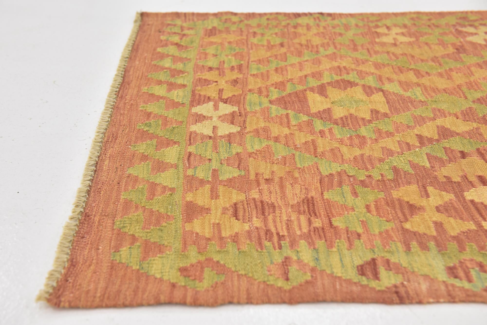 2' 9 x 4' Hand Woven Kilim Waziri Wool Rug