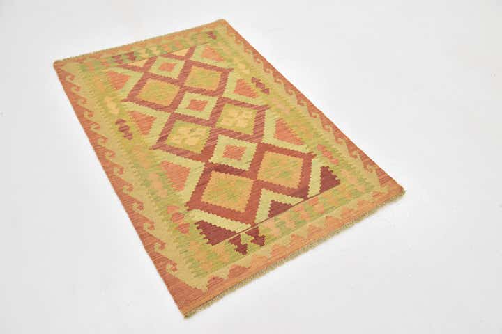 2' 9 x 4' 2 Hand Woven Kilim Waziri Wool Rug