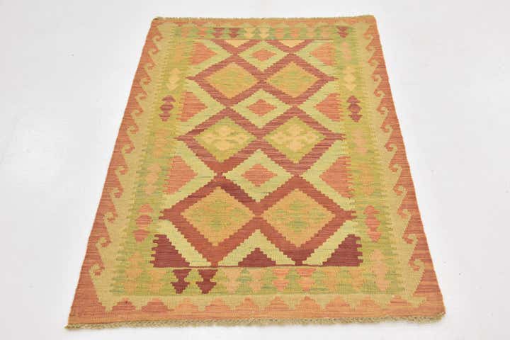 2' 9 x 4' 2 Hand Woven Kilim Waziri Wool Rug