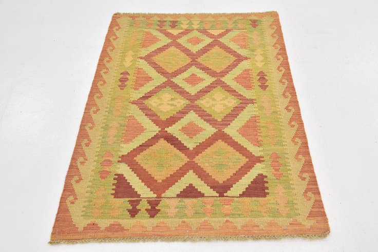 Detail image of 2' 9 x 4' 2 Hand Woven Kilim Waziri Wool Rug