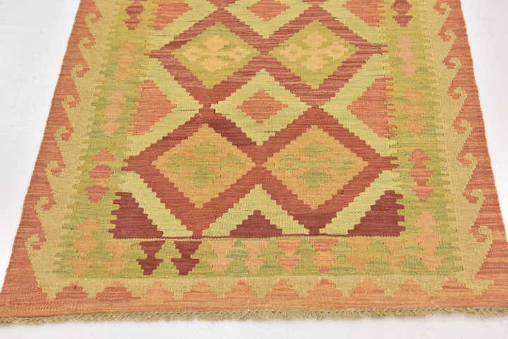 2' 9 x 4' 2 Hand Woven Kilim Waziri Wool Rug