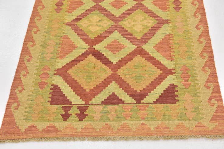 Detail image of 2' 9 x 4' 2 Hand Woven Kilim Waziri Wool Rug