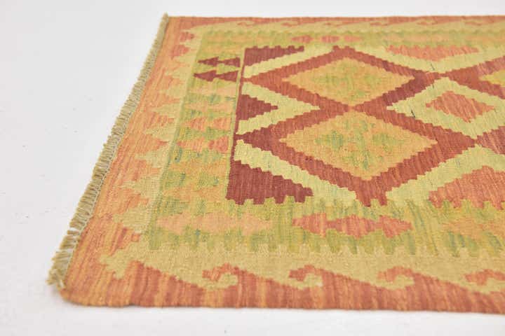 2' 9 x 4' 2 Hand Woven Kilim Waziri Wool Rug