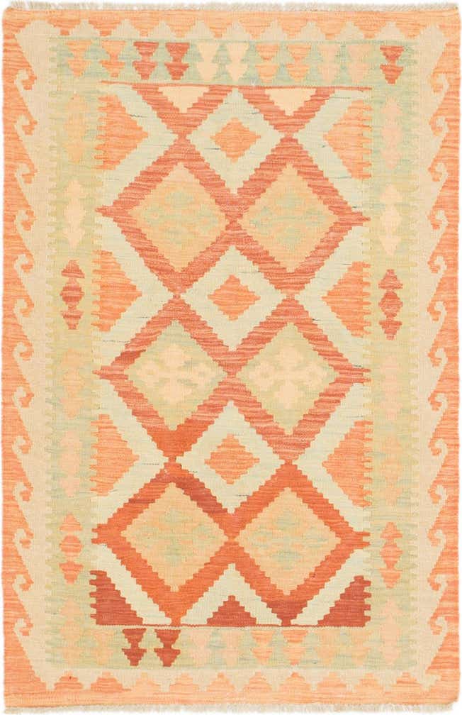 2' 9 x 4' 2 Hand Woven Kilim Waziri Wool Rug
