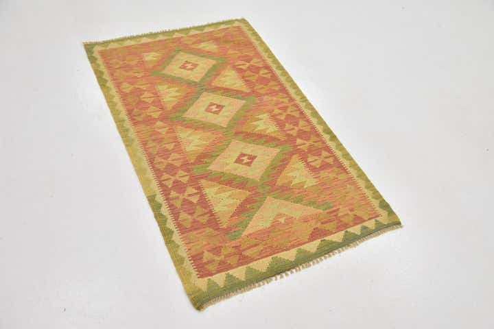 2' 6 x 4' 2 Hand Woven Kilim Waziri Wool Rug