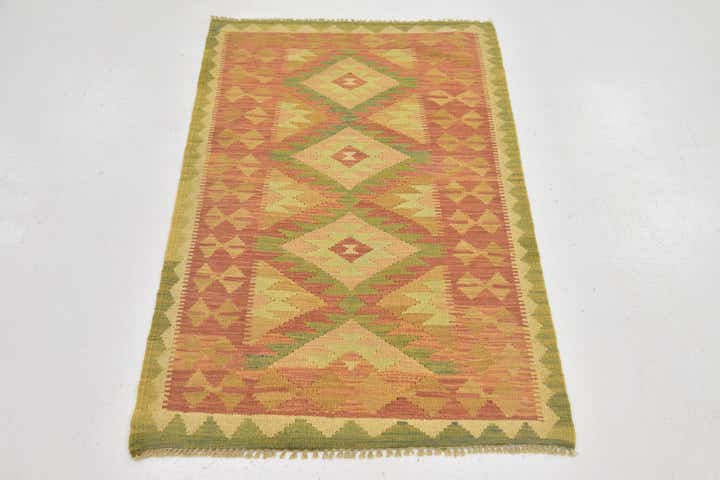 2' 6 x 4' 2 Hand Woven Kilim Waziri Wool Rug