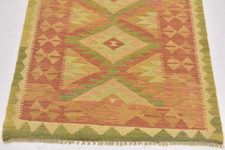 2' 6 x 4' 2 Hand Woven Kilim Waziri Wool Rug