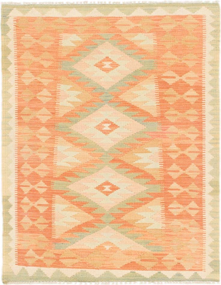 Detail image of 2' 6 x 4' 2 Hand Woven Kilim Waziri Wool Rug