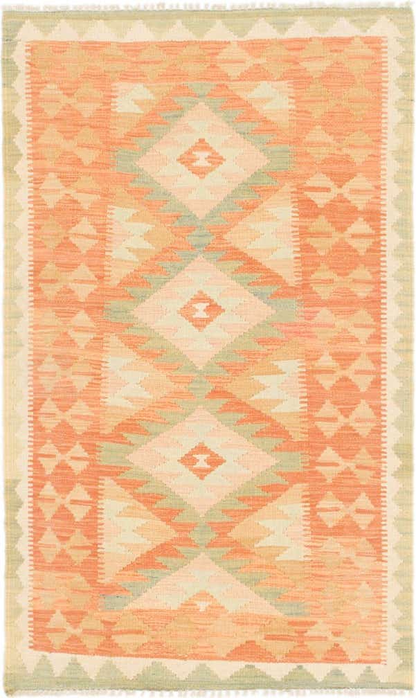 2' 6 x 4' 2 Hand Woven Kilim Waziri Wool Rug